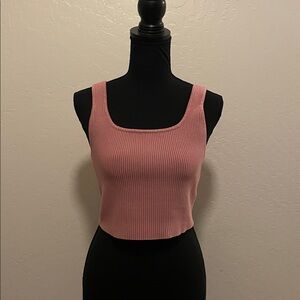 House Of Harlow 1960 Pink Ribbed Crop Top Tank Top Womens Size Medium